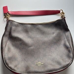Coach Dark Brown and Red Shoulder Bag